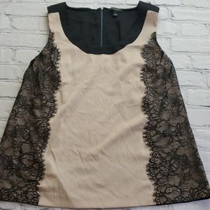 Ann Taylor Nude and Black Lace Sleeveless Blouse